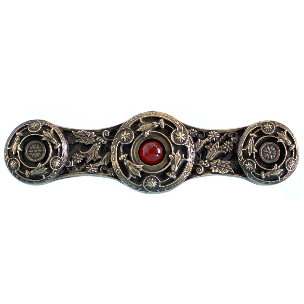 Notting Hill NHP-661-AB-RC Jeweled Lily Pull Antique Brass/Red Carnelian natural stone